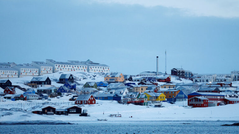 Icebergs float near Nuuk